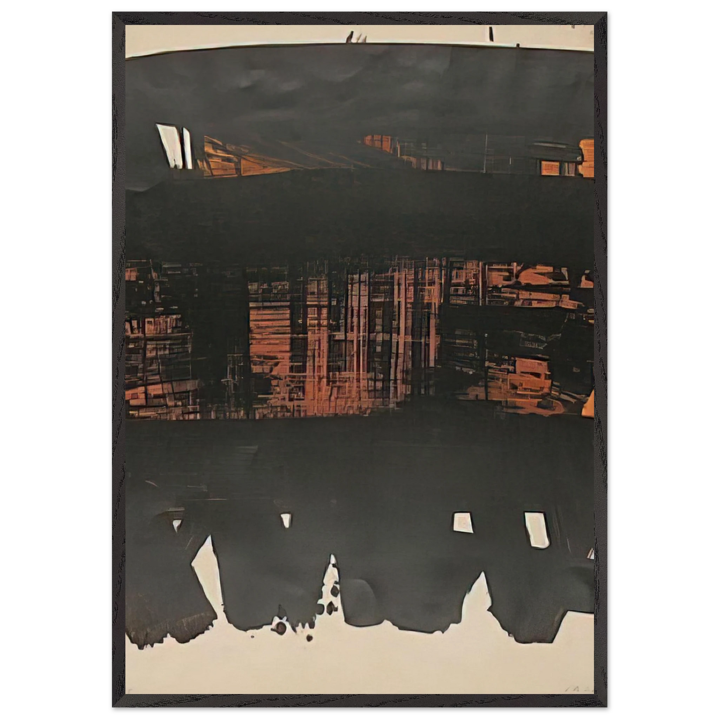 Lithographie No 22 - 1969 - Pierre Soulages Framed Art Print – Black Wooden Frame - Default Title - -Framed Art Print