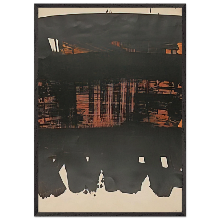 Lithographie No 22 - 1969 - Pierre Soulages 70x100 cm / 28x40 inches Framed Art Print – Black Wooden Frame