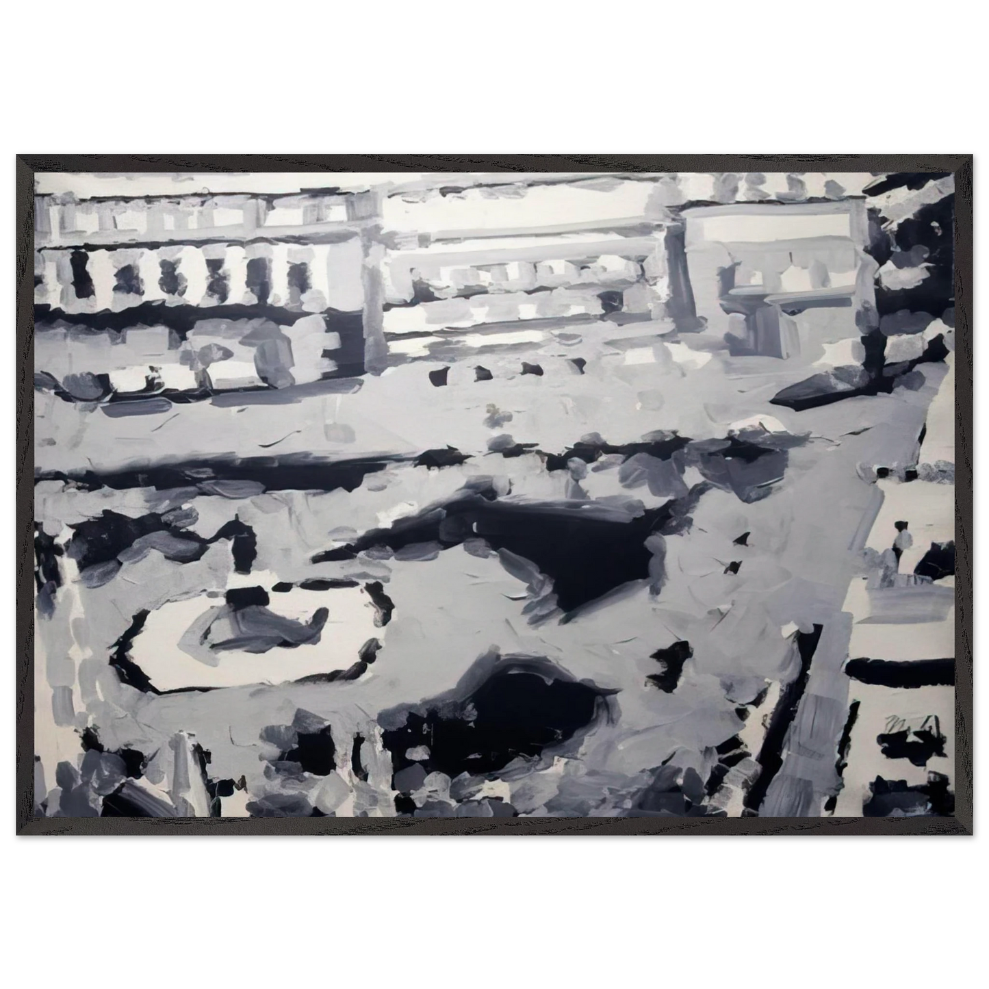 TOWNSCAPE M6 1968 - Gerhard Richter Framed Art Print – Black Wooden Frame - Default Title - -Framed Art Print