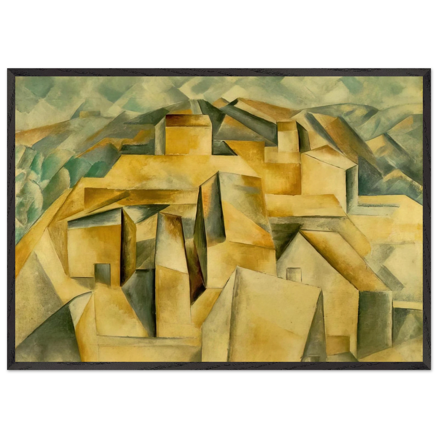 Houses on the hill N1 - Pablo Picasso 70x100 cm / 28x40 inches Framed Art Print – Black Wooden Frame