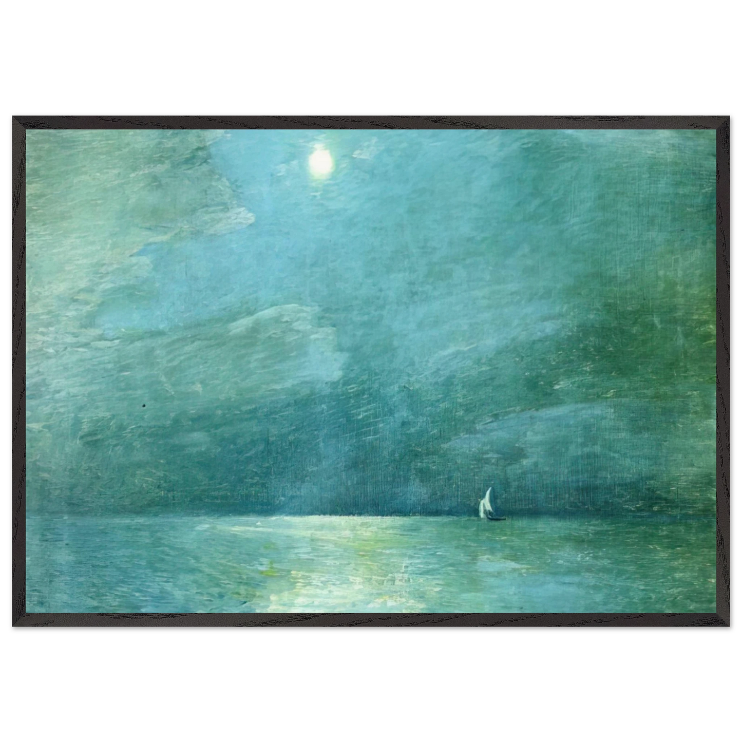 Moonlight on the Sound - Childe Hassam 70x100 cm / 28x40 inches Framed Art Print – Black Wooden Frame