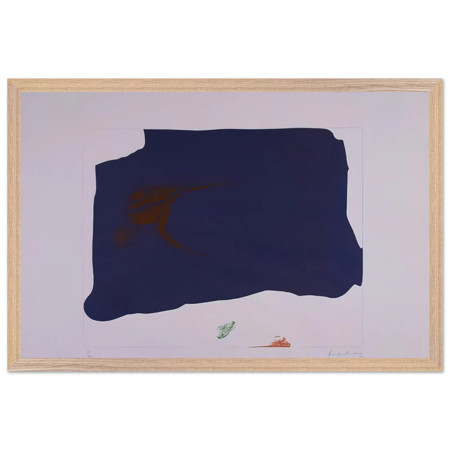 Helen Frankenthaler - Variation II on Mauve Corner - 1969 Wall art - 15x20 cm / 6x8 inches - Premium Wooden Framed Poster With Fine Art Paper - White frame