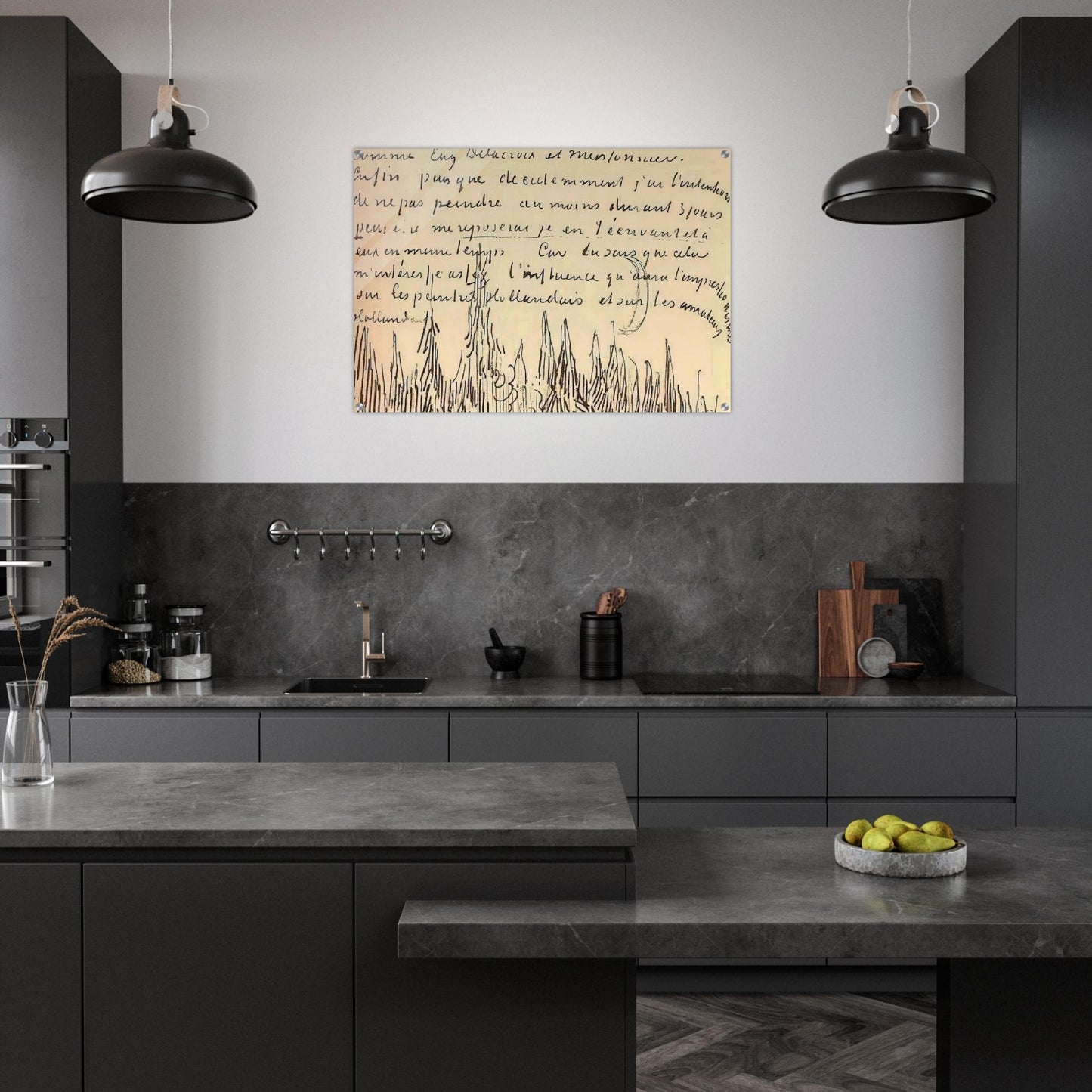 A Lane of Cypresses with a Couple Walking - Vincent van Gogh Acrylic Print - 70x100 cm / 28x40″ inches | Vincent van Gogh Wall Art | Vincent van Gogh Prints