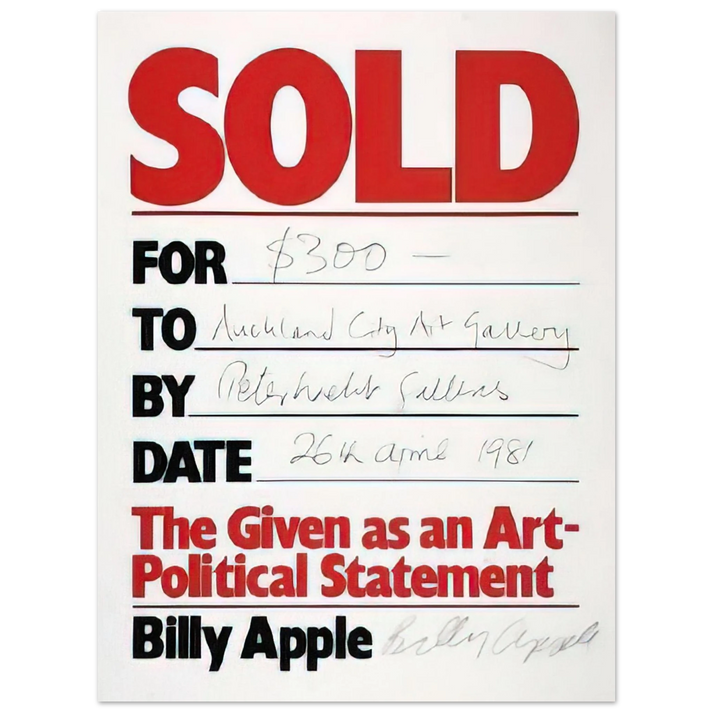 Billy Apple - Sold - 1981 75x100 cm / 30x40inches Fine Art Poster