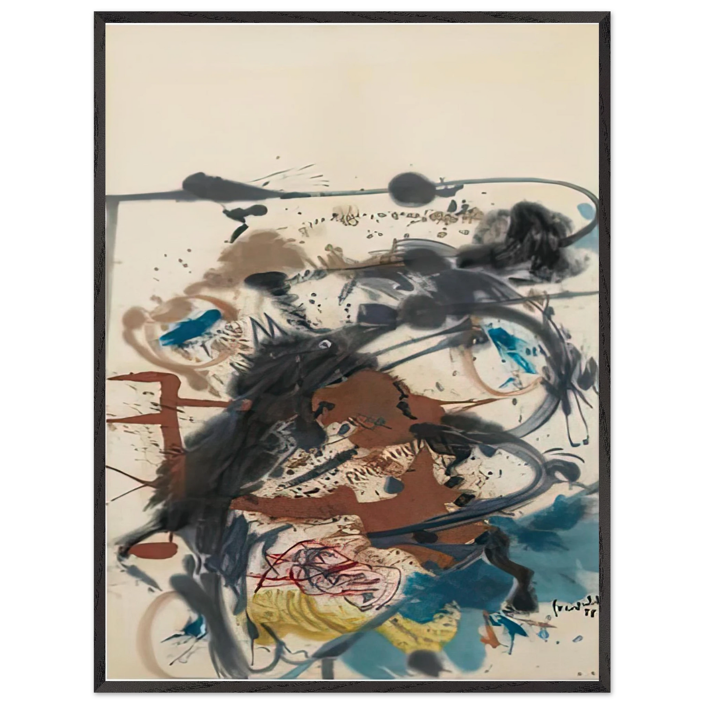 Helen Frankenthaler - Winter Hunt, 1958- Wall Art - 30x40 cm / 12x16 inches - Premium Wooden Framed Poster With Fine Art Paper - White frame