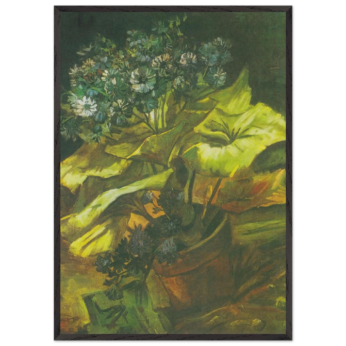 Flower Pot with Asters - Vincent van Gogh 70x100 cm / 28x40 inches Framed Art Print – Black Wooden Frame