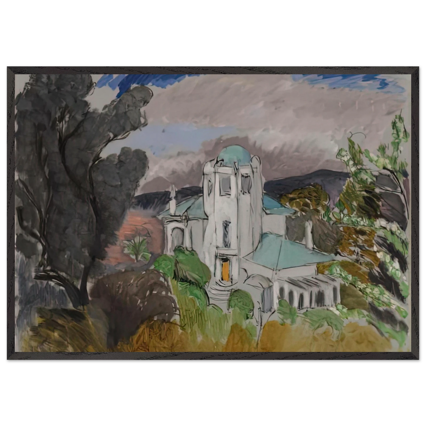 BLUE VILLA 1918 - Henri Matisse 70x100 cm / 28x40 inches Framed Art Print – Black Wooden Frame