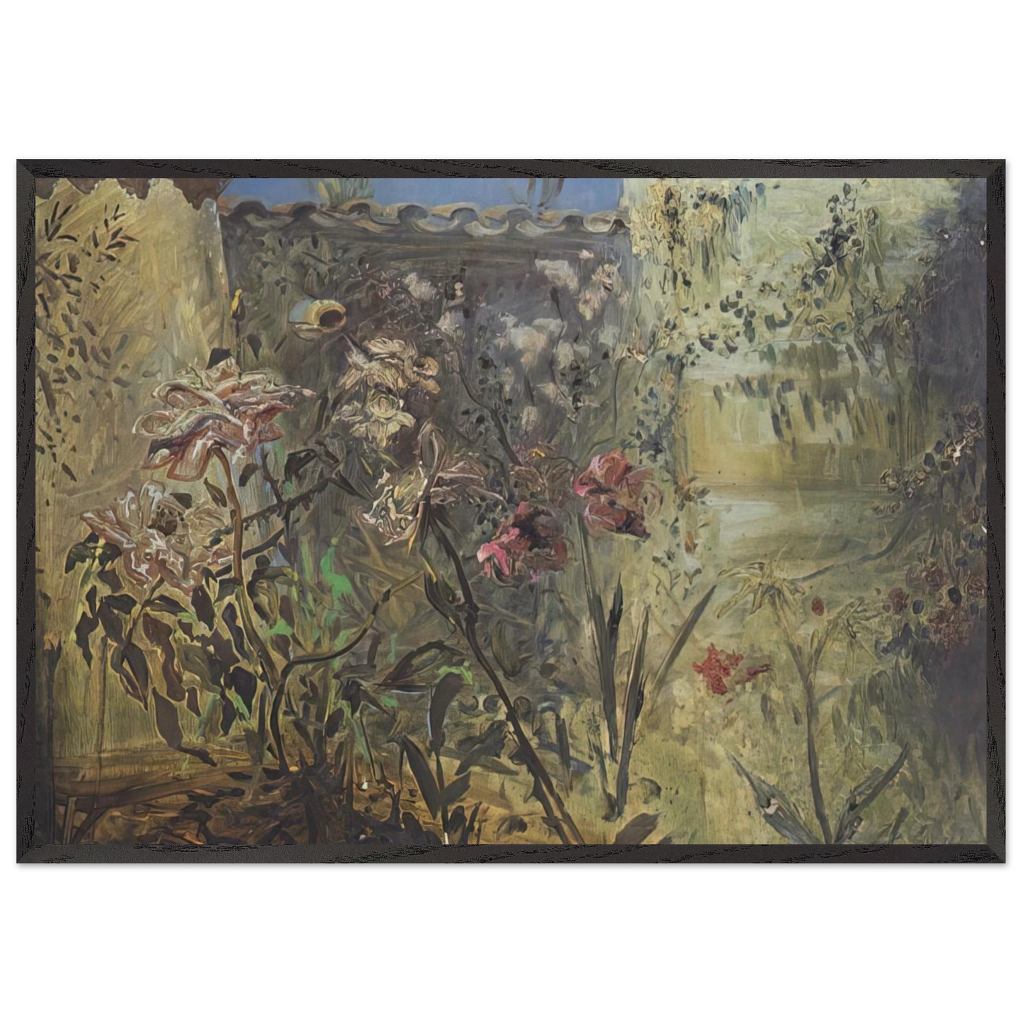 THE PATIO OF PORT LLIGAT - Salvador Dali Framed Art Print – Black Wooden Frame - Default Title - -Framed Art Print