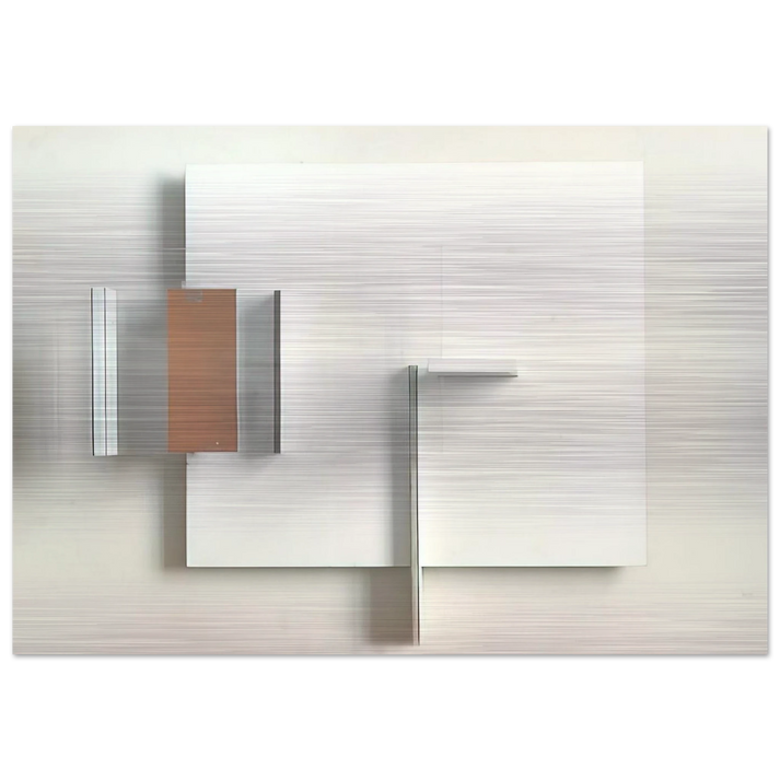 Abstract in White, Black and Ochre - 1962 - Victor Pasmore Brushed Aluminum Print - 70x100 cm / 28x40 inches | Victor Pasmore Aluminum Print | Victor Pasmore Prints