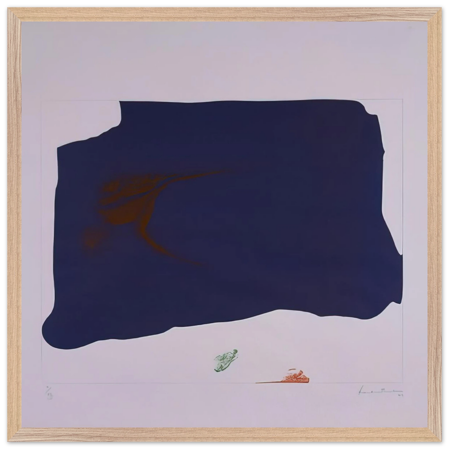 Helen Frankenthaler - Variation II on Mauve Corner - 1969 Wall art - 40x40 cm / 16x16 inches - Premium Wooden Framed Poster With Fine Art Paper - Wood frame