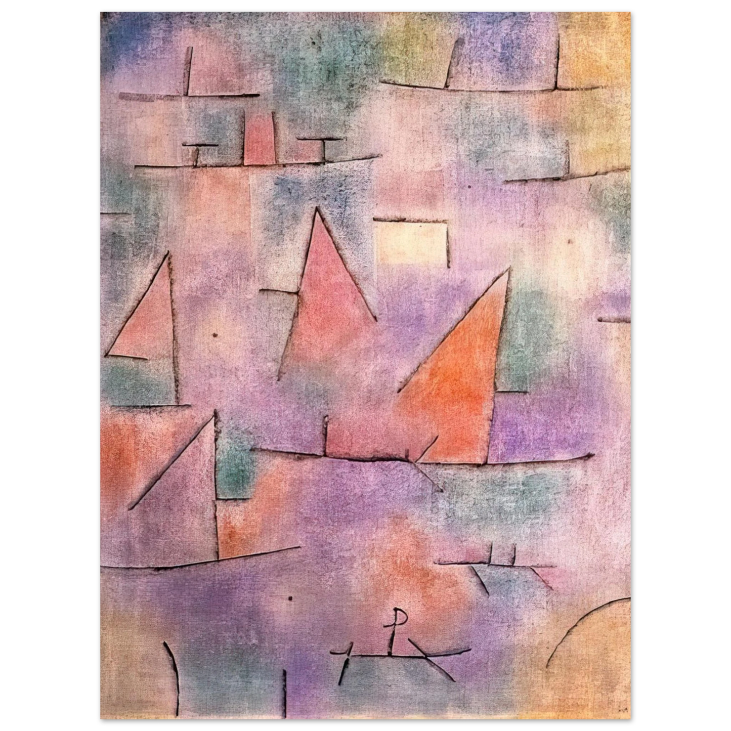 Paul Klee - HARBOUR WITH SAILING SHIPS 1937 Fine Art Poster - Default Title