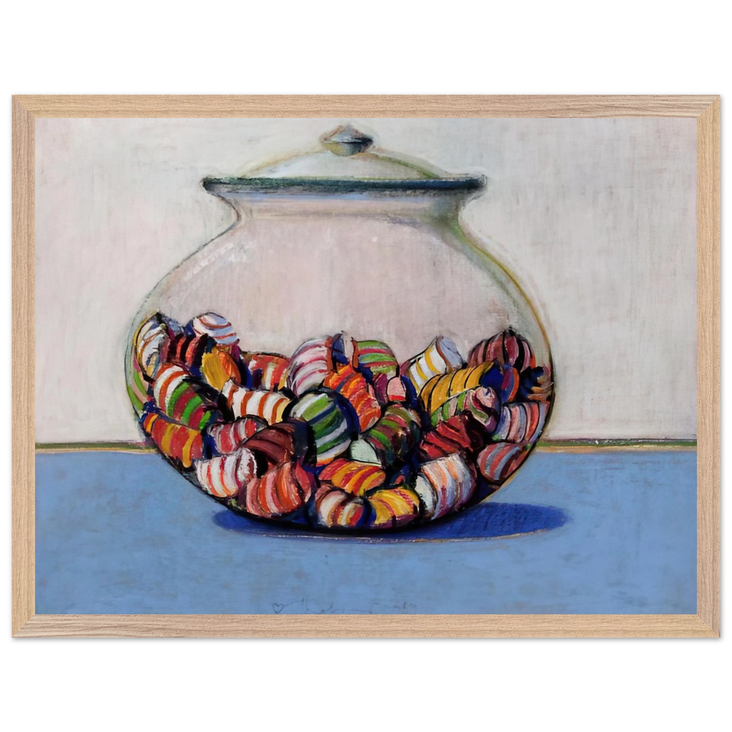 Wayne Thiebaud - Glassed Candy - 1969 Wall Art - 60x80 cm / 24x32 inches - Premium Wooden Framed Poster With Fine Art Paper - White frame