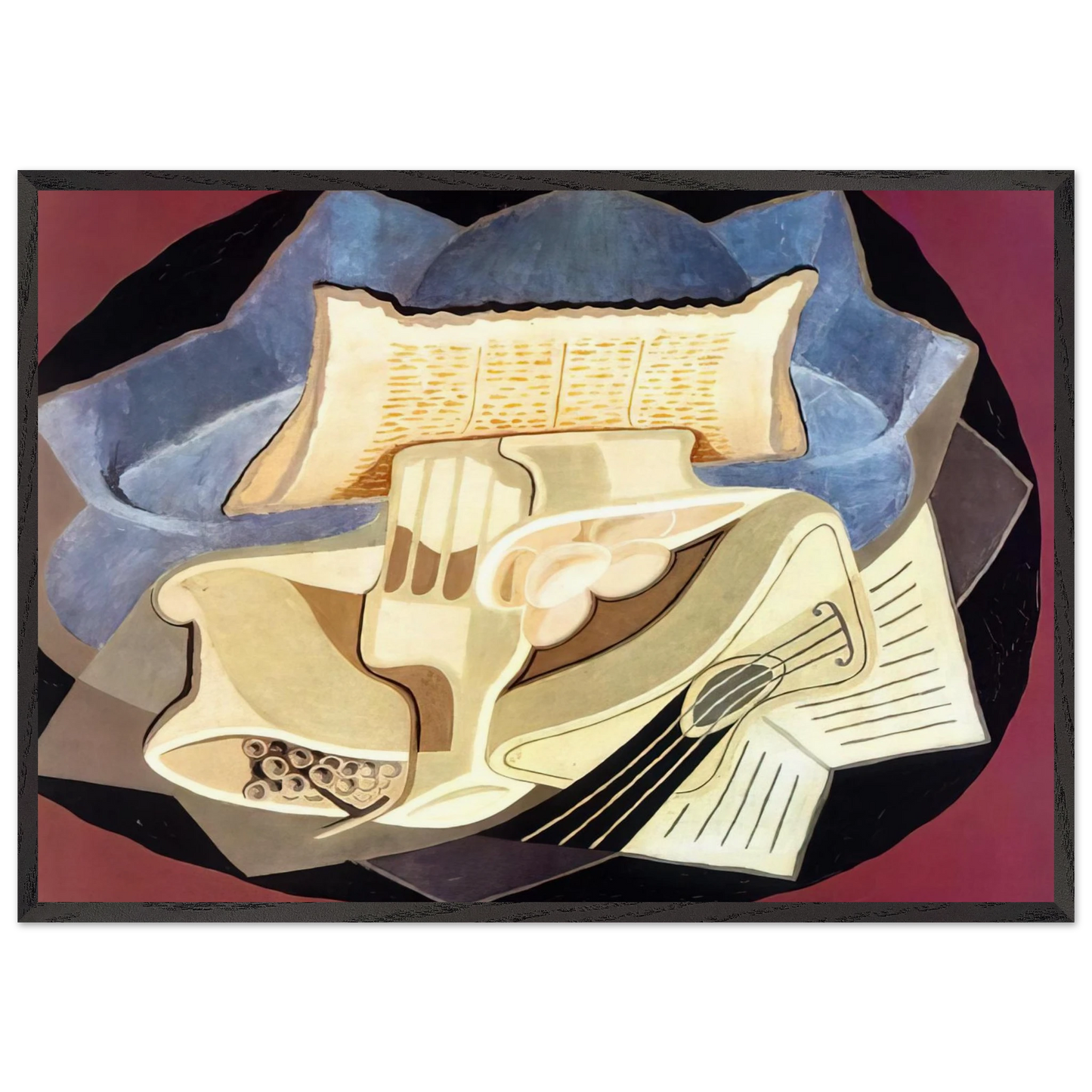 THE BLUE CLOTH 1925 - Juan Gris 70x100 cm / 28x40 inches Framed Art Print – Black Wooden Frame