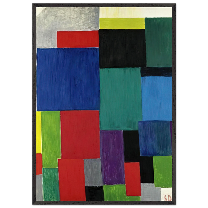 COLOR RHYTHM 1967 - Sonia Delaunay 70x100 cm / 28x40 inches Framed Art Print – Black Wooden Frame