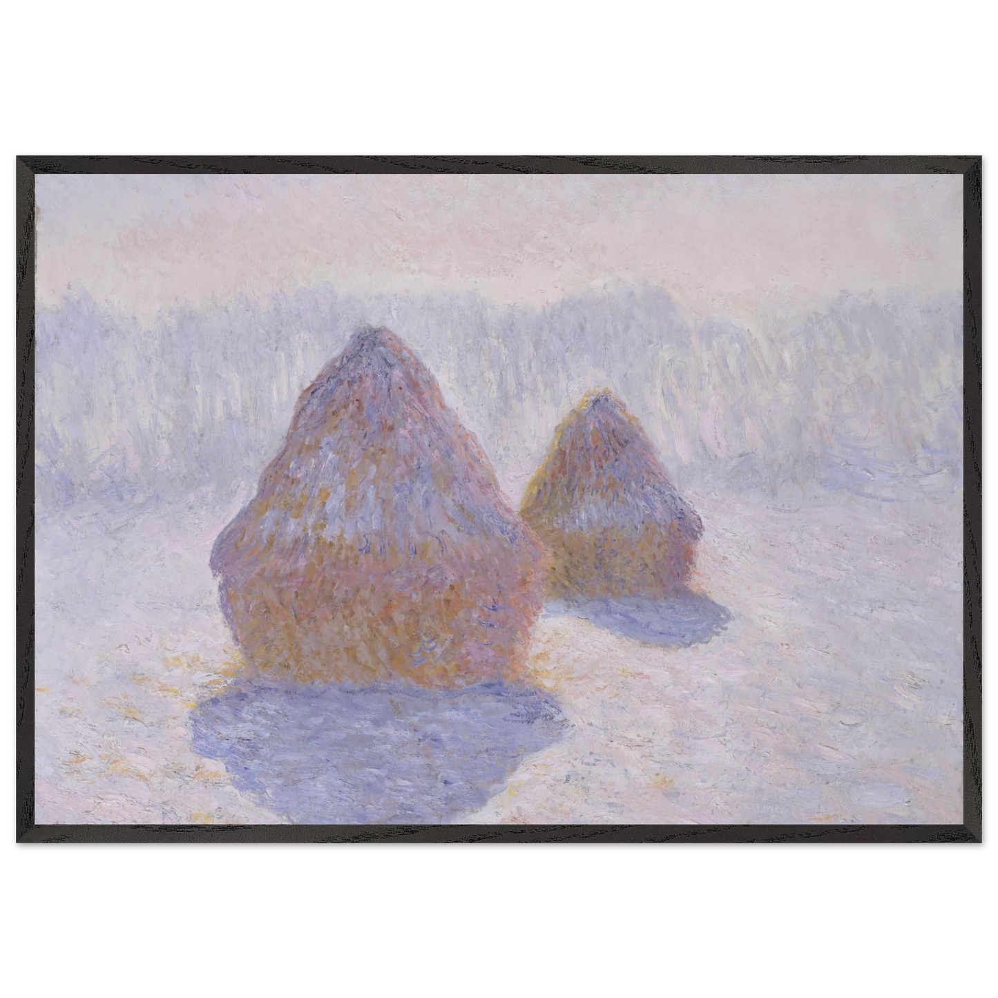 Haystacks Effect of Snow and Sun - claude monet Framed Art Print – Black Wooden Frame - Default Title - -Framed Art Print