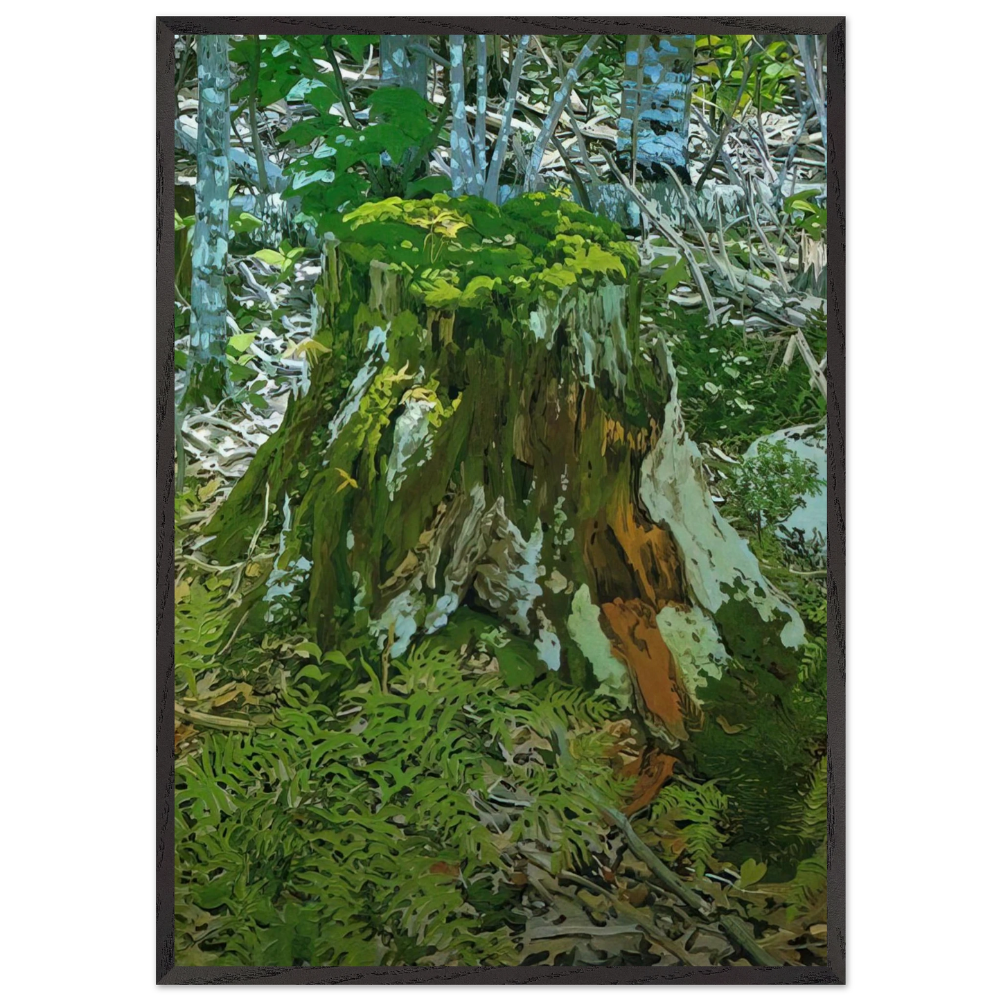 Stump - 2000 - Neil Welliver Framed Art Print – Black Wooden Frame - Default Title - -Framed Art Print