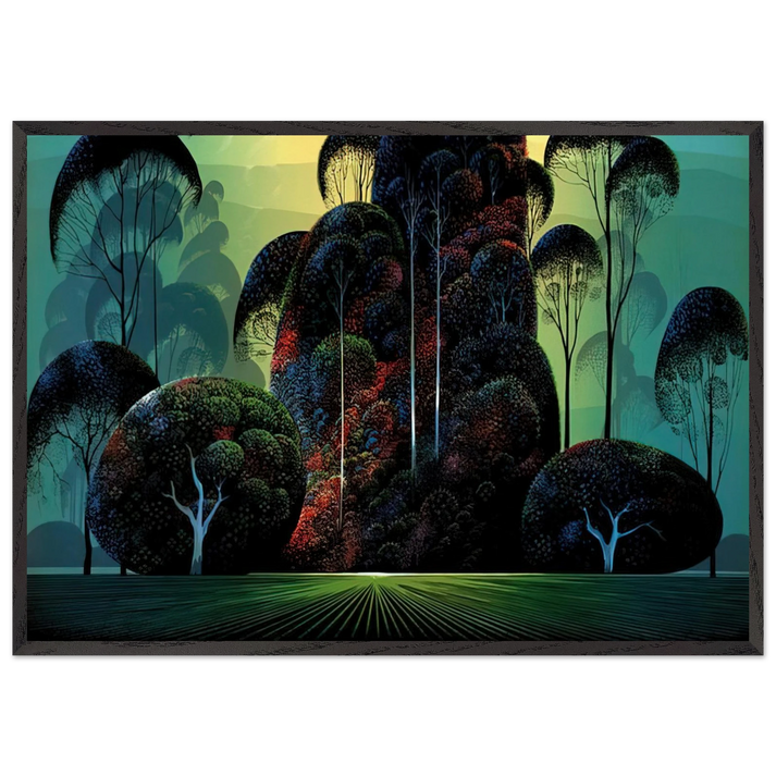 Mendacino - Eyvind Earle 70x100 cm / 28x40 inches Framed Art Print – Black Wooden Frame