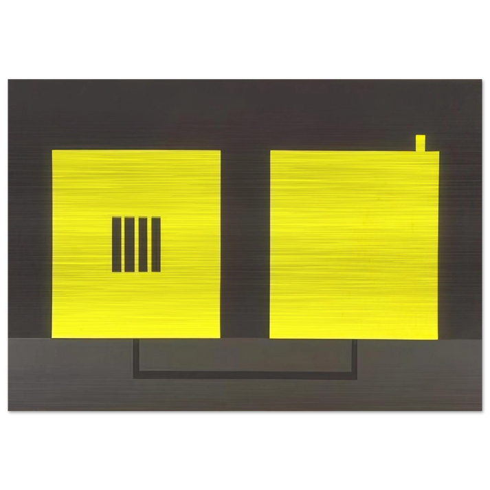 Prison Cell with Smokestack Conduit - 1985 - Peter Halley Brushed Aluminum Print - 70x100 cm / 28x40 inches | Peter Halley Aluminum Print | Peter Halley Prints