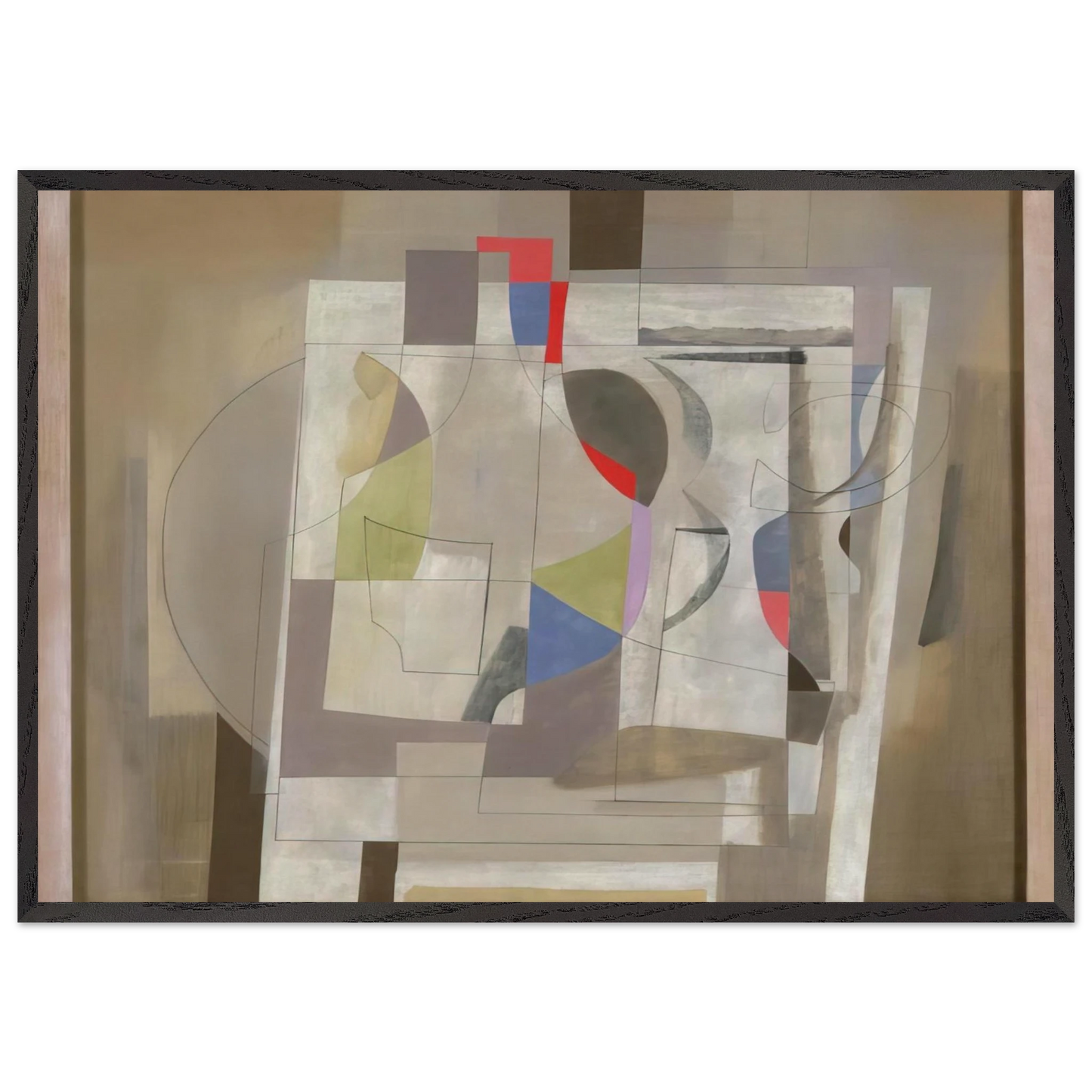 Feb 2-54 - 1954 - Ben Nicholson Framed Art Print – Black Wooden Frame - Default Title - -Framed Art Print