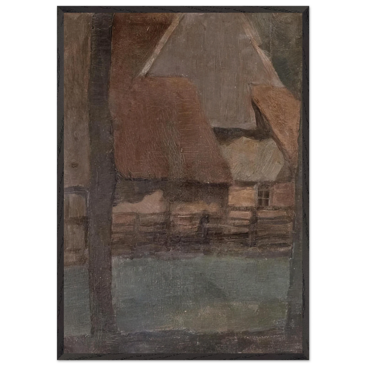 Gable Farm with trees - Piet Mondrian 70x100 cm / 28x40 inches Framed Art Print – Black Wooden Frame