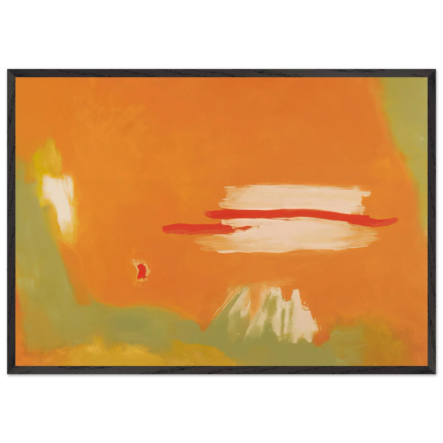 RED ACROSS 1996 - Esteban Vicente 70x100 cm / 28x40 inches Framed Art Print – Black Wooden Frame