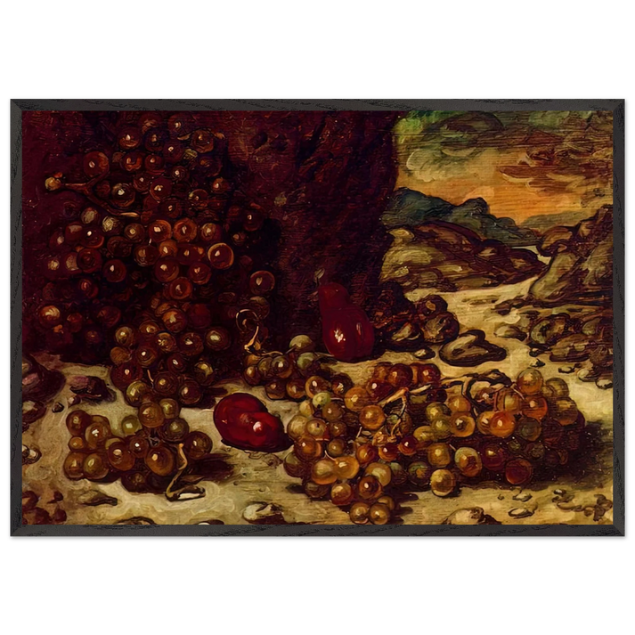 STILL LIFE WITH ROCKY LANDSCAPE 1942 - Giorgio de Chirico 70x100 cm / 28x40 inches Framed Art Print – Black Wooden Frame