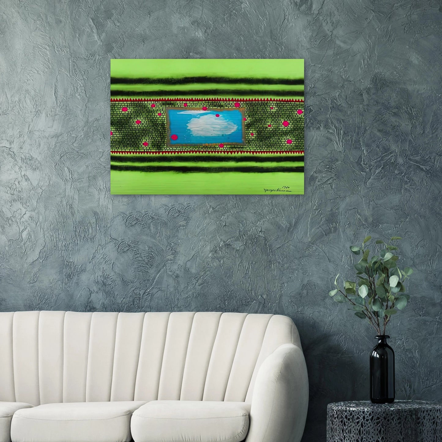 TRAVELING WATER 1980 - Yayoi Kusama Brushed Aluminum Print - 70x100 cm / 28x40 inches | Yayoi Kusama Aluminum Print | Yayoi Kusama Prints