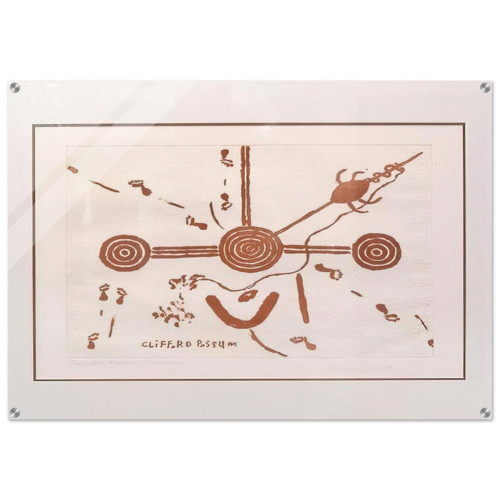 Ngarlu, Love Story - 1994 - Clifford Possum Tjapaltjarri Acrylic Print - 70x100 cm / 28x40″ inches