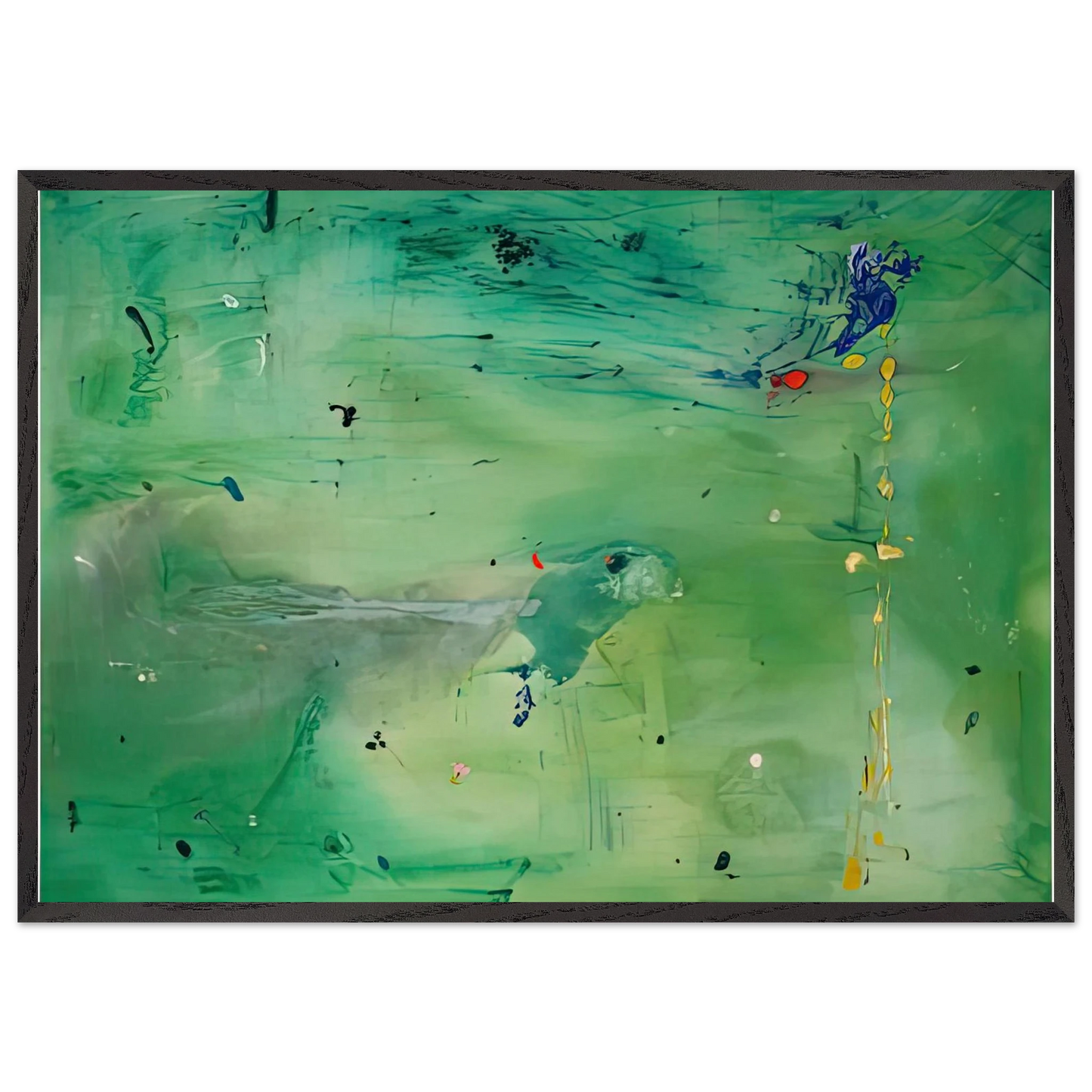 A Green Thought in a Green Shade 1981- - Helen Frankenthaler 70x100 cm / 28x40 inches Framed Art Print – Black Wooden Frame
