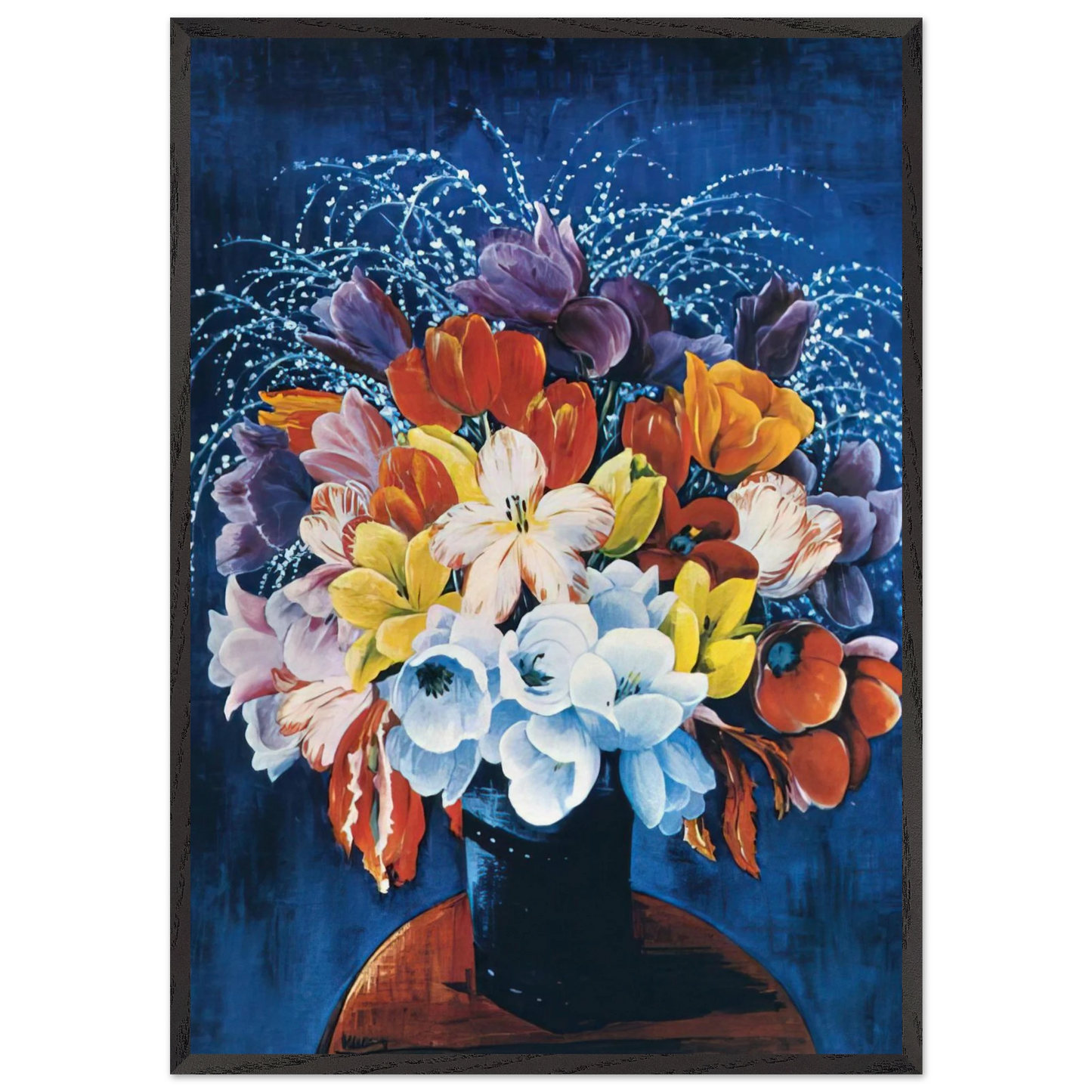 BOUQUET OF TULIPS - Moise Kisling Framed Art Print – Black Wooden Frame - Default Title - -Framed Art Print