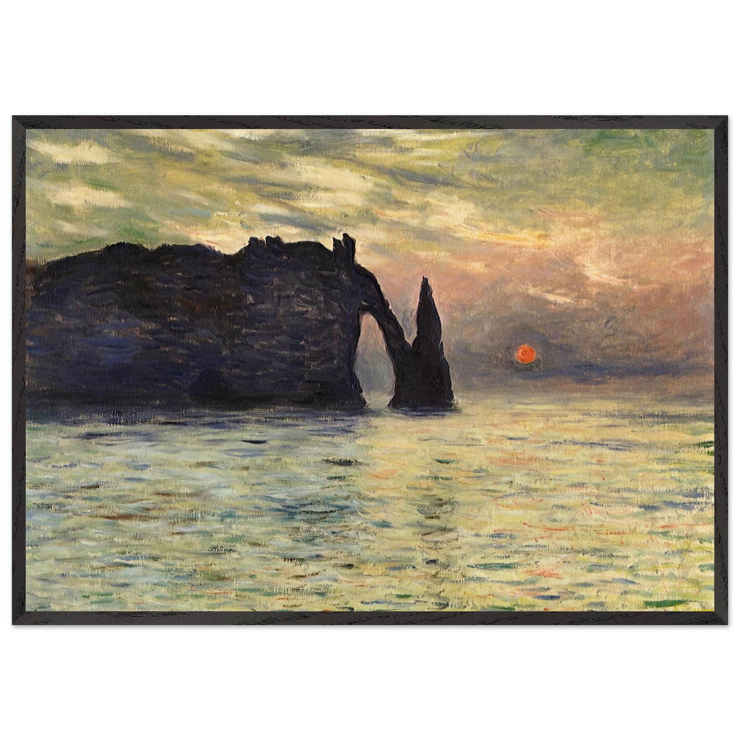 The Manneport Cliff at Etretat Sunset - claude monet Framed Art Print – Black Wooden Frame - Default Title - -Framed Art Print