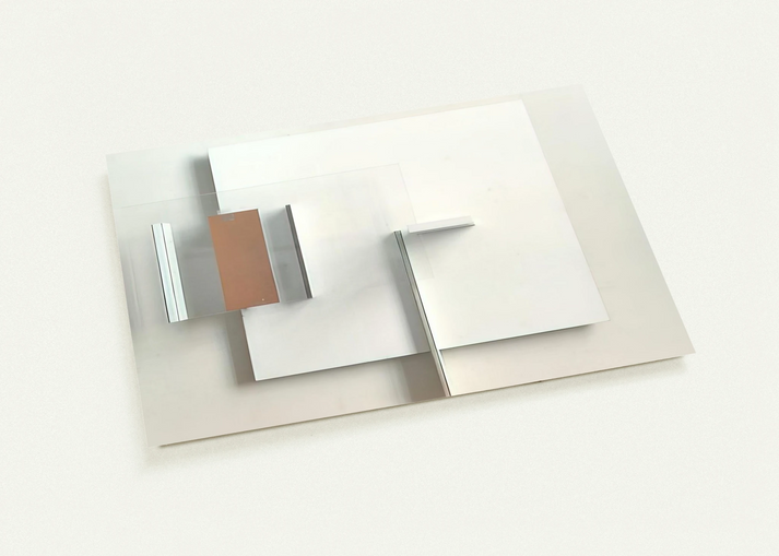 Abstract in White, Black and Ochre - 1962 By Victor Pasmore Pack of 10 Post Cards | Victor Pasmore Post Cards | A6 (10.5 x 14.8 cm) - 4.1 x 5.8 inches