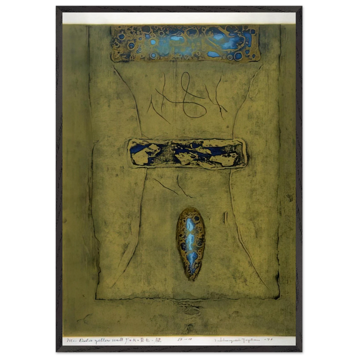 Mr Delos Yellow Wall - 1970 - Hiroyuki Tajima 70x100 cm / 28x40 inches Framed Art Print – Black Wooden Frame