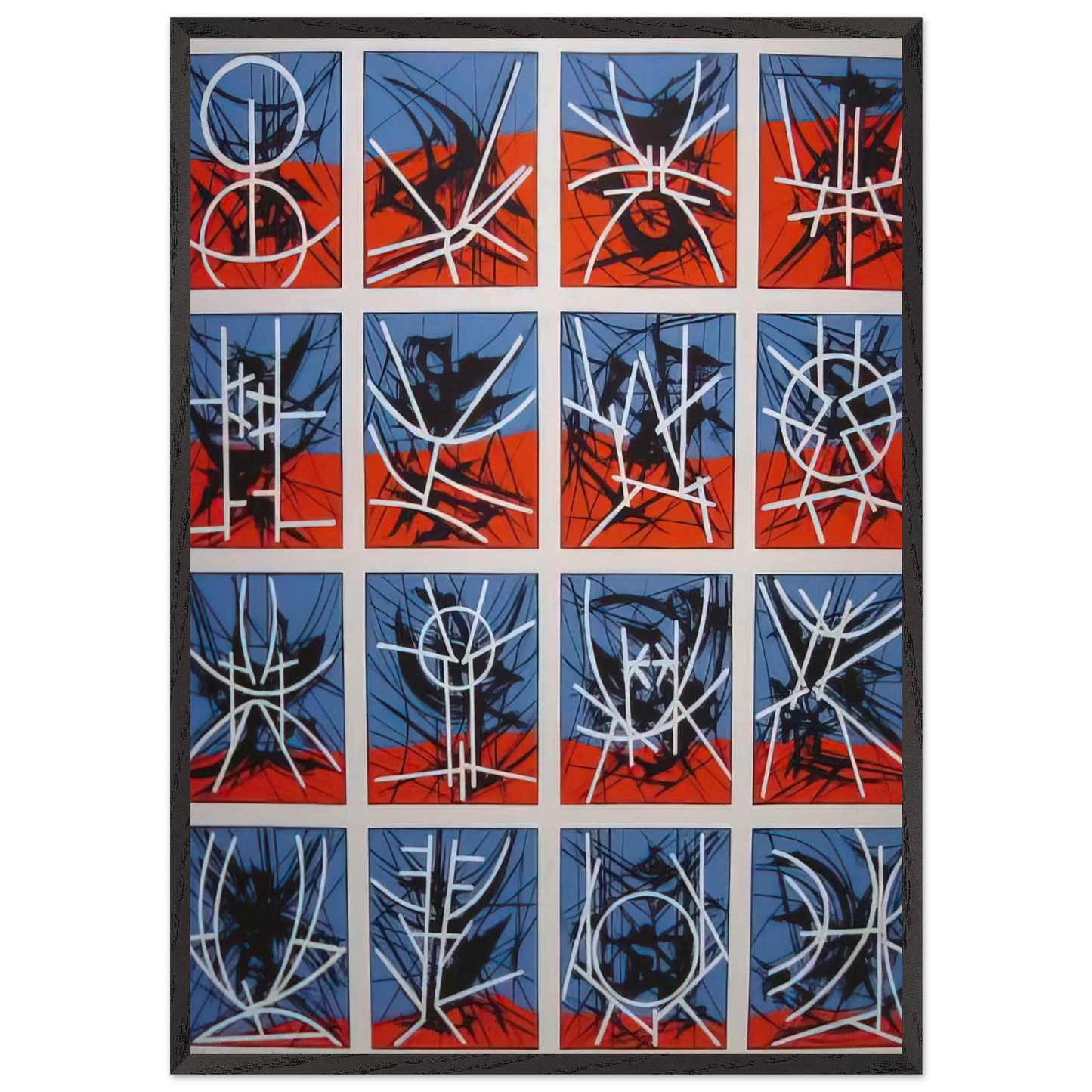 Hieroglyphics - 1969 - Jimmy Ernst 70x100 cm / 28x40 inches Framed Art Print – Black Wooden Frame
