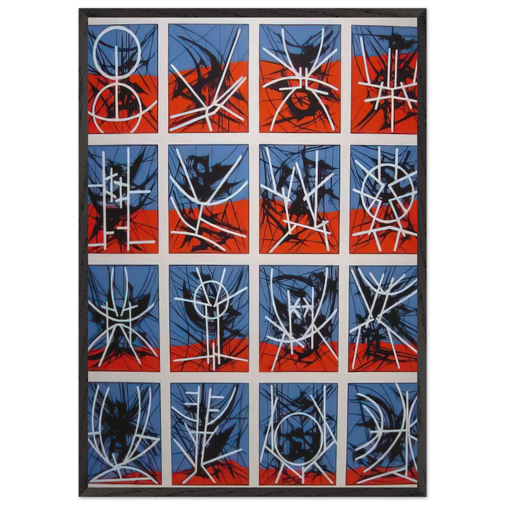 Hieroglyphics - 1969 - Jimmy Ernst 70x100 cm / 28x40 inches Framed Art Print – Black Wooden Frame