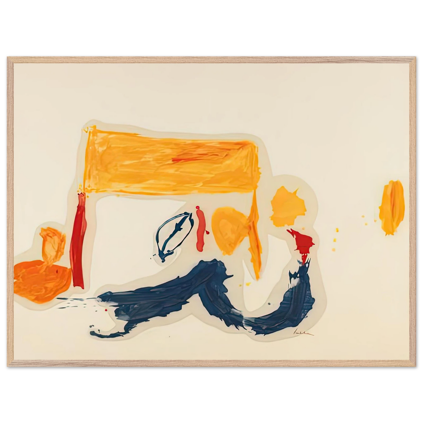 Helen Frankenthaler - Yellow Games, 1962- Wall Art - 30x40 cm / 12x16 inches - Premium Wooden Framed Poster With Fine Art Paper - White frame