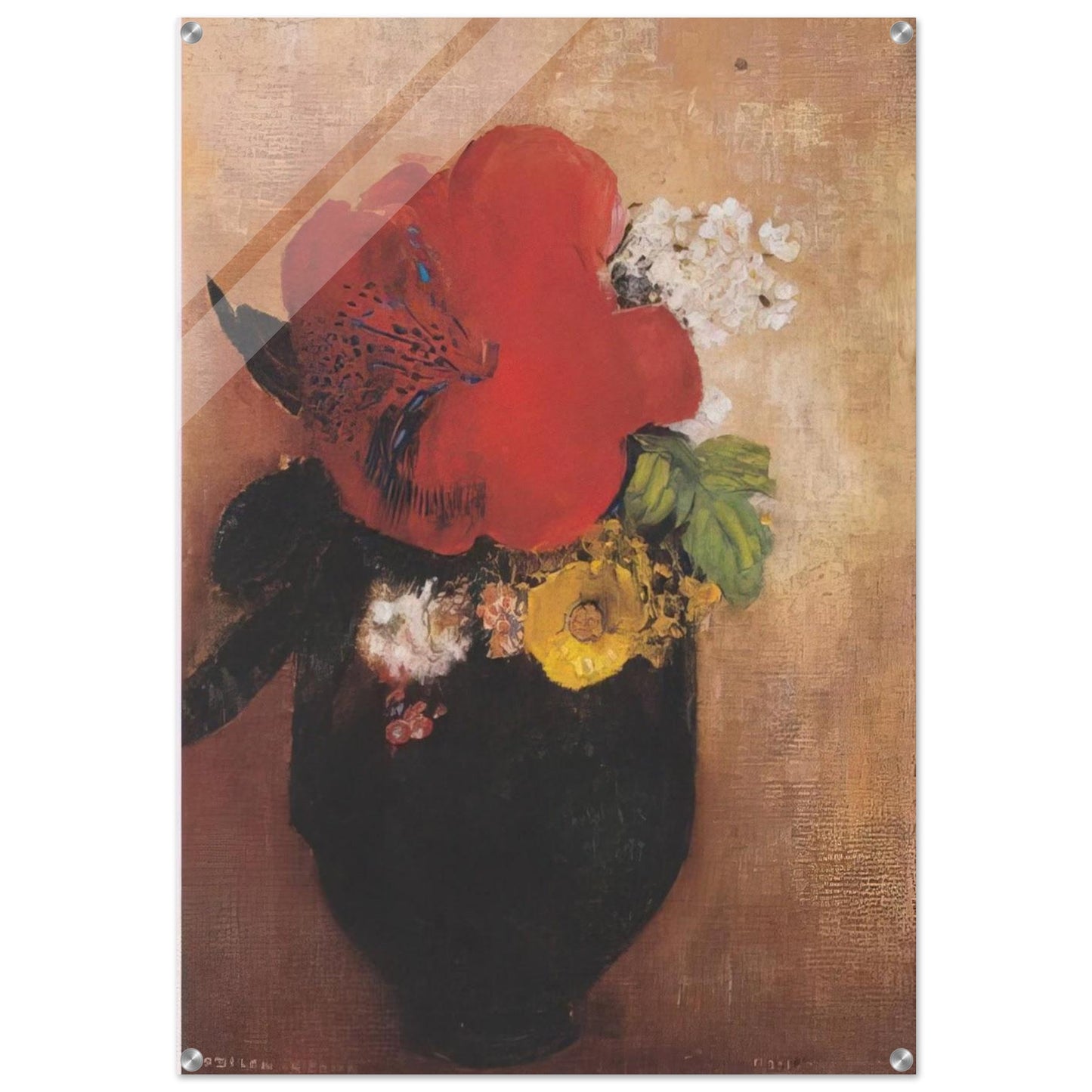 THE RED POPPY - Odilon Redon Acrylic Print - 70x100 cm / 28x40″ inches