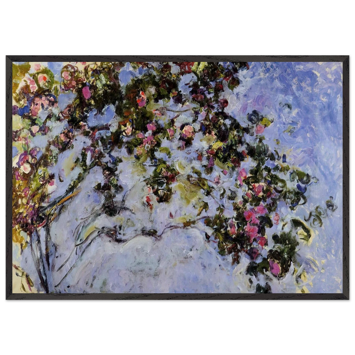 The Rose Bush - claude monet 70x100 cm / 28x40 inches Framed Art Print – Black Wooden Frame