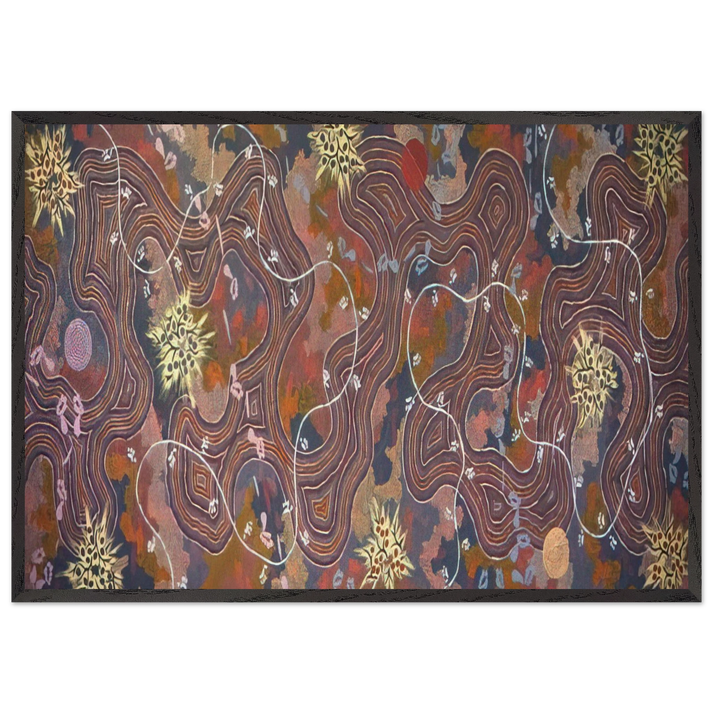 Possum Dreaming - 1994 - Clifford Possum Tjapaltjarri 70x100 cm / 28x40 inches Framed Art Print – Black Wooden Frame