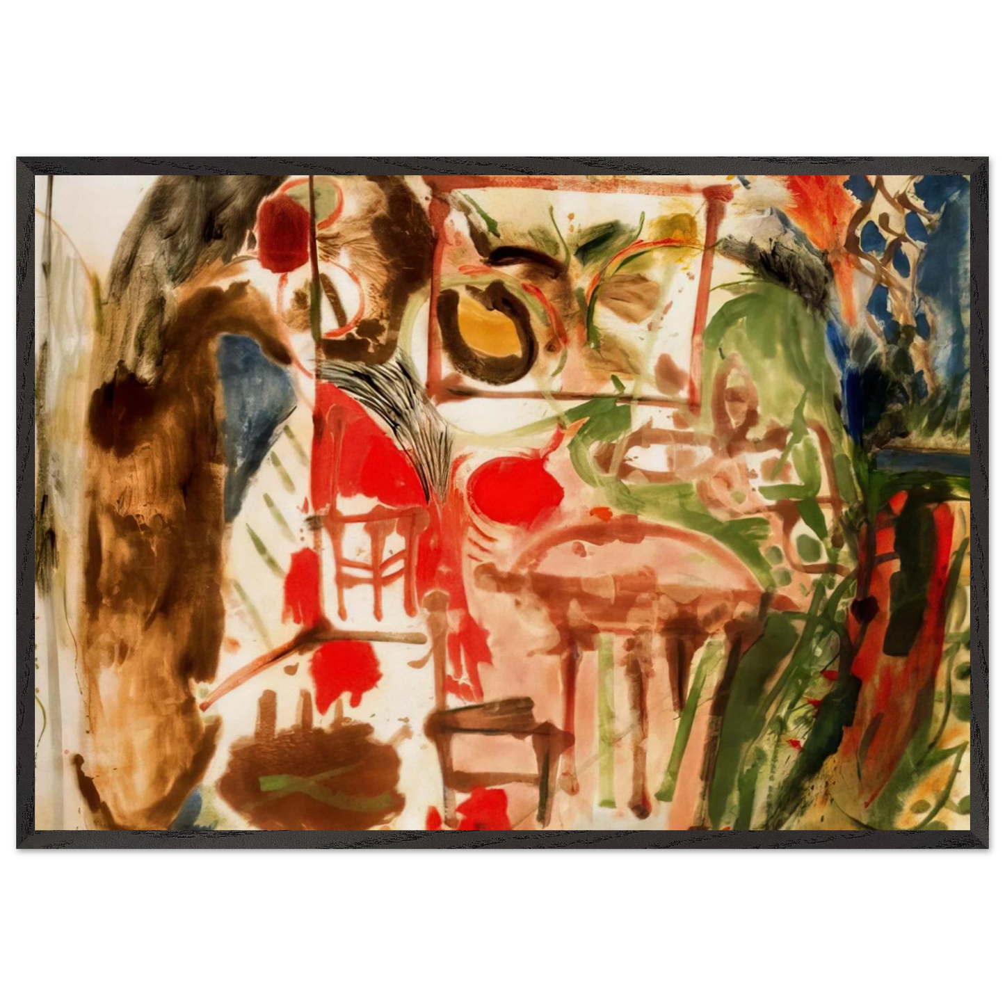 Interior - 1957 - Helen Frankenthaler 70x100 cm / 28x40 inches Framed Art Print – Black Wooden Frame