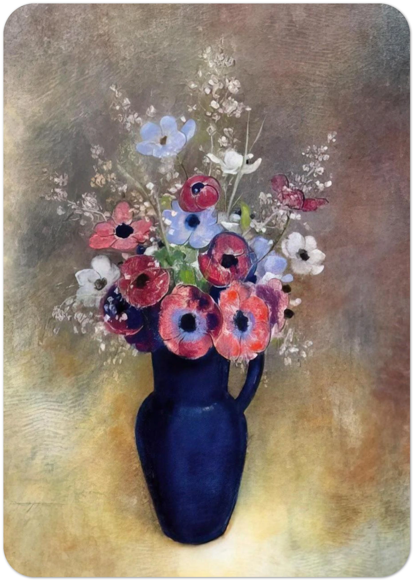 ANEMONES IN A JUG By Odilon Redon Pack of 10 Post Cards | Odilon Redon Post Cards | A6 (10.5 x 14.8 cm) - 4.1 x 5.8 inches