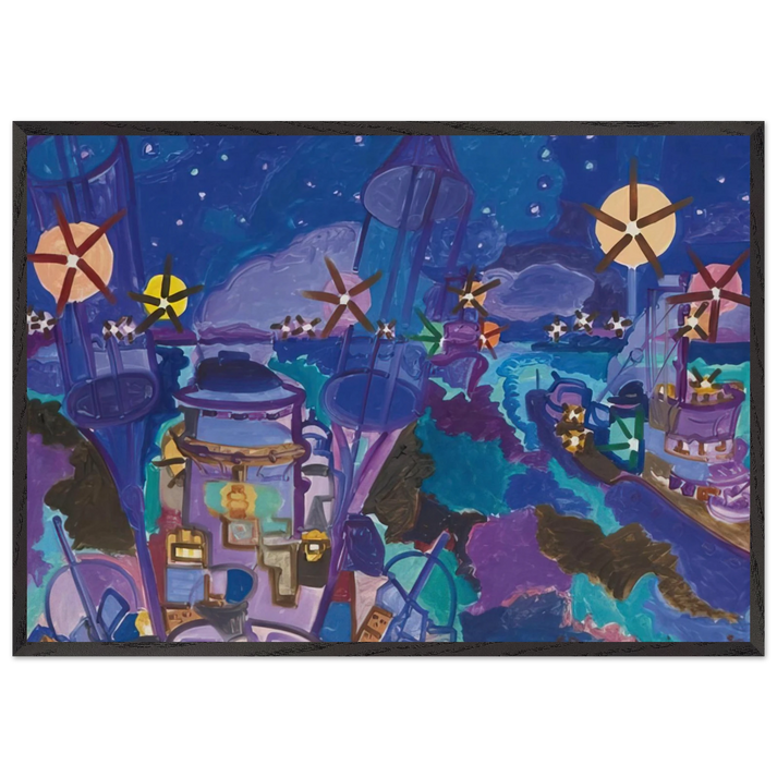 Manuvres de nuit - 1958 - Charles Lapicque 70x100 cm / 28x40 inches Framed Art Print – Black Wooden Frame