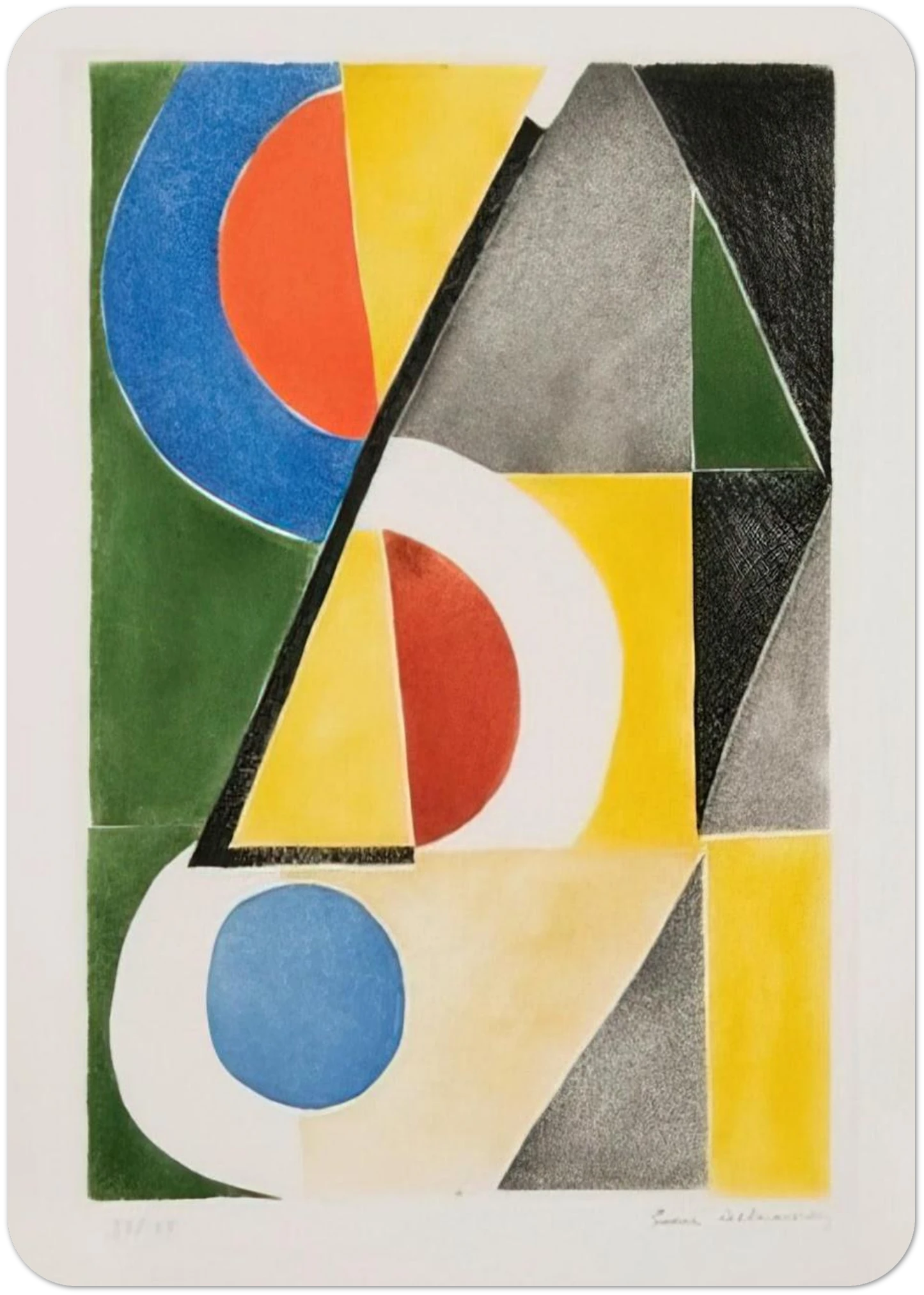 ABSTRACT COMPOSITION WITH TRIANGLES AND SEMICIRCLES By Sonia Delaunay Pack of 10 Post Cards | Sonia Delaunay Post Cards | A6 (10.5 x 14.8 cm) - 4.1 x 5.8 inches