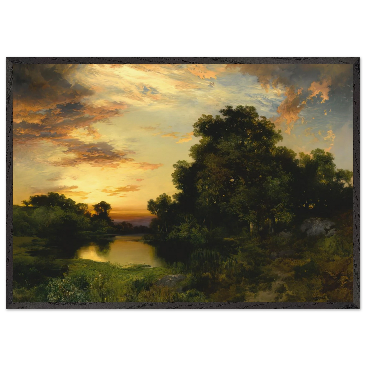 Sunset on Long Island - Thomas Moran Framed Art Print – Black Wooden Frame - Default Title - -Framed Art Print