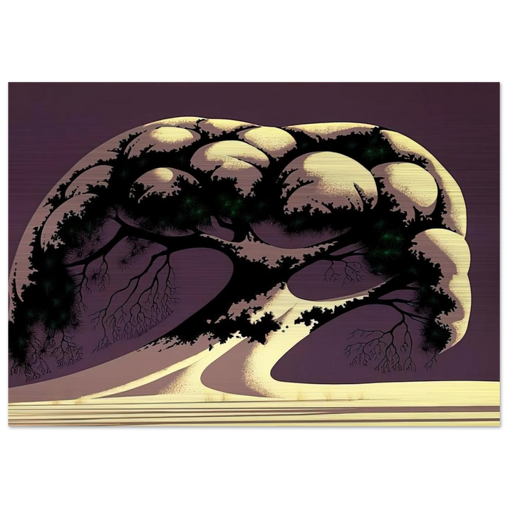 Snow Tree - Eyvind Earle Brushed Aluminum Print - 70x100 cm / 28x40 inches | Eyvind Earle Aluminum Print | Eyvind Earle Prints