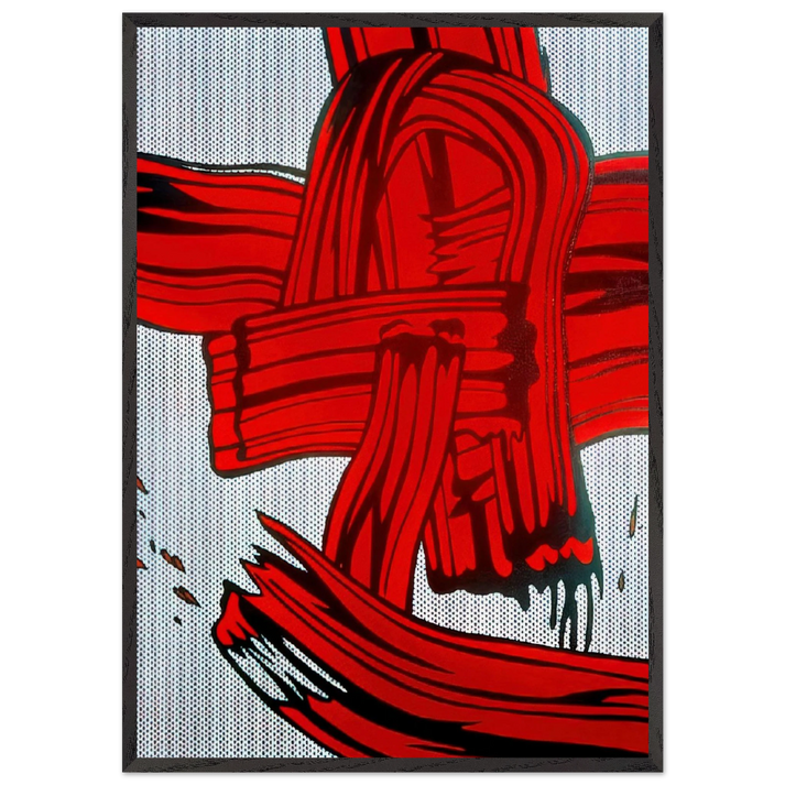 RED PAINTING BRUSHSTROKE 1965 - Roy Lichtenstein 70x100 cm / 28x40 inches Framed Art Print – Black Wooden Frame