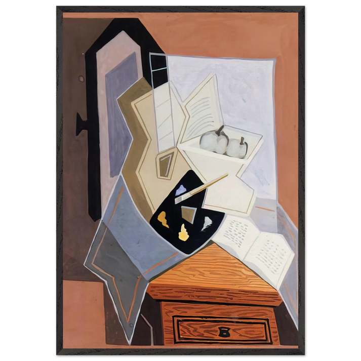 STILL LIFE AT THE OPEN WINDOWQ 1925 - Juan Gris 70x100 cm / 28x40 inches Framed Art Print – Black Wooden Frame