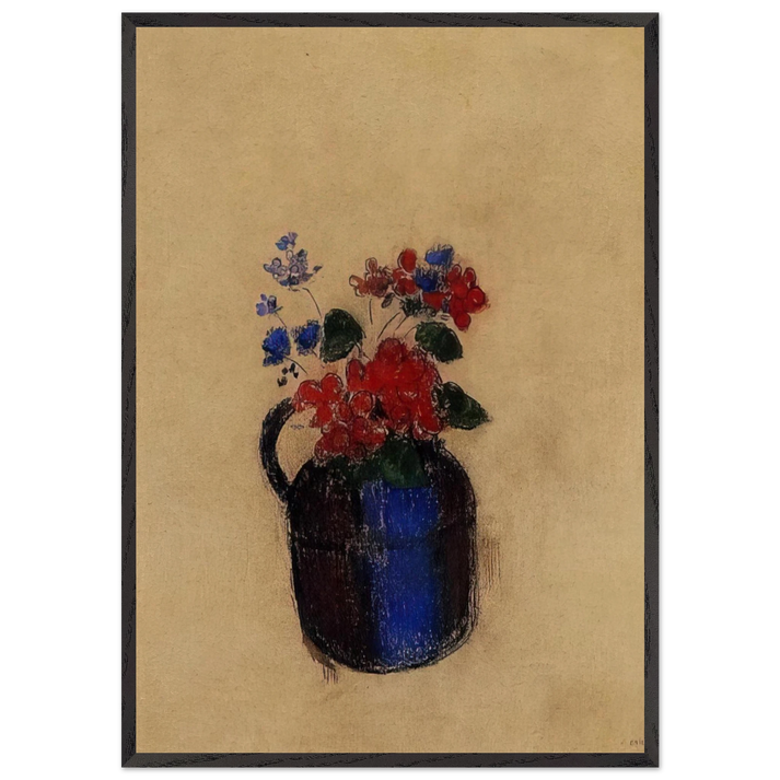 SMALL BOUQUET IN A PITCHER - Odilon Redon 70x100 cm / 28x40 inches Framed Art Print – Black Wooden Frame