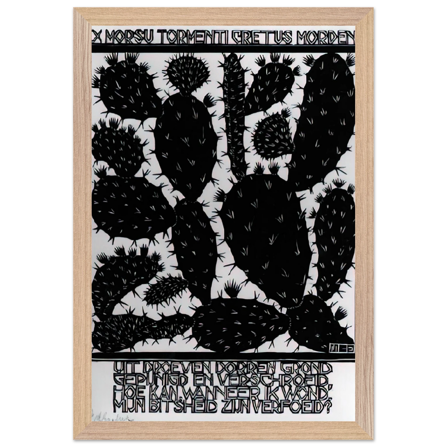 MC Escher - EMBLEMATA CACTUS Wall Art - 60x80 cm / 24x32 inches - Premium Wooden Framed Poster With Fine Art Paper - Wood frame