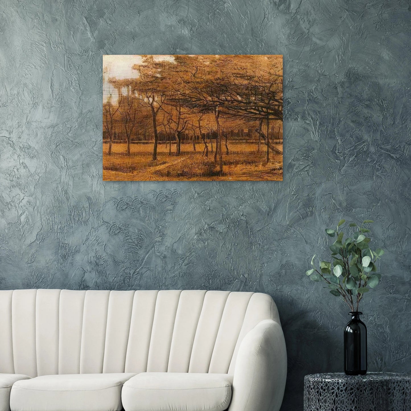 Landscape with Trees - Vincent van Gogh Brushed Aluminum Print - 70x100 cm / 28x40 inches | Vincent van Gogh Aluminum Print | Vincent van Gogh Prints